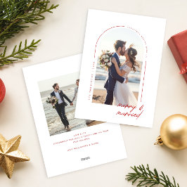 Minimalist Newlywed Beach Couple Photo Christmas Feiertagskarte