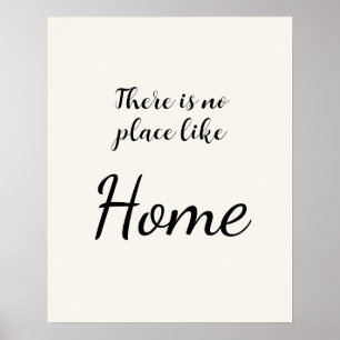 Minimalist No Place Like Home Weiß Poster