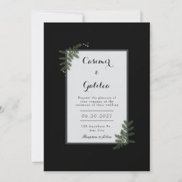 Minimalist Nordic Fern Berry Wedding Einladung