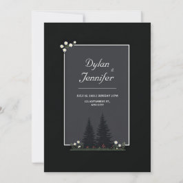 Minimalist Nordic Forest Daisy Wedding Einladung