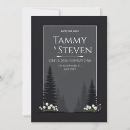 Minimalist Nordic Forest Silhouette Wedding Einladung