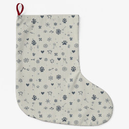 Minimalist Nordic Pet Stocking with Paw Prints Großer Weihnachtsstrumpf