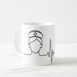 Minimalist Nurse Heartbeat Line Art Mug Kaffeetasse