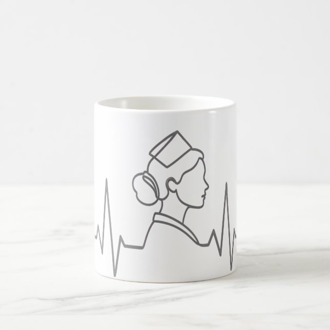 Minimalist Nurse Line Art Mug Kaffeetasse (Mittel)