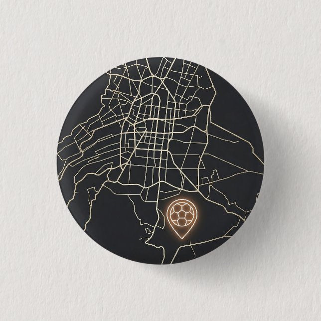 Minimalist NYC Soccer Map Pin Line Art Button (Vorderseite)