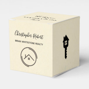 Minimalist Off White Immobilien Geschenkschachtel