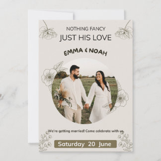 Minimalist Olive Green & Cream Wedding Invitation  Einladung