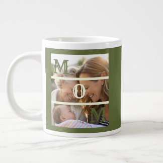 Minimalist Olive Green Custom Photo Mom Keepsake Jumbo-Tasse