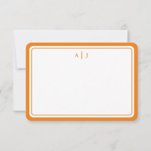Minimalist orange Monogramm runder Rahmen Mitteilungskarte