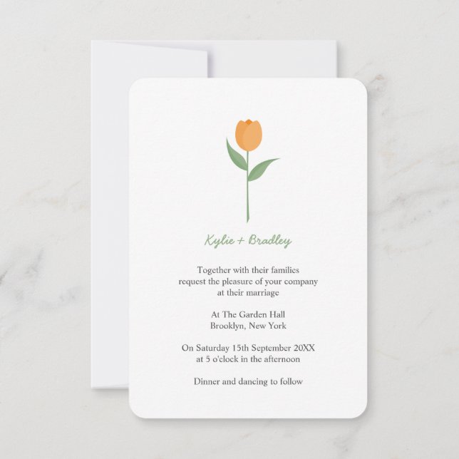 Minimalist Orange Tulip Einladung (Rückseite)