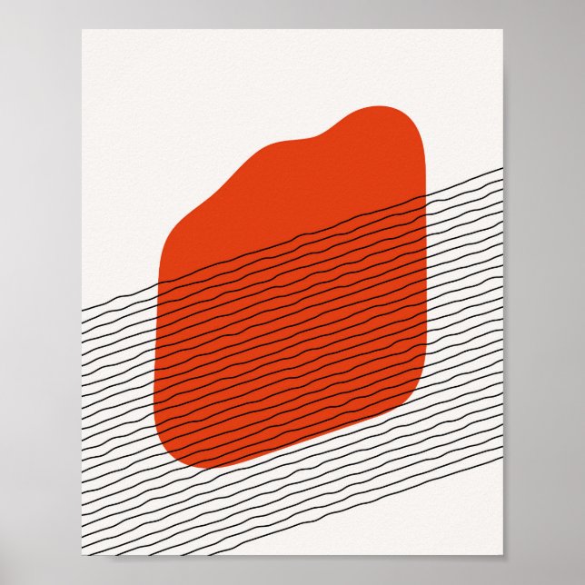 Minimalist Organic Shape and Line Art Abstract Poster (Vorne)