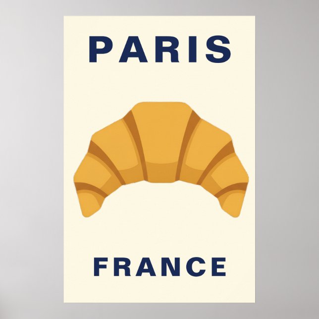 Minimalist Paris France Croissant French Bakery Poster (Vorne)