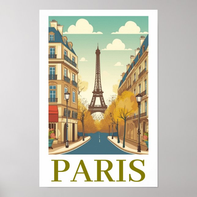 Minimalist Paris Frankreich Eiffelturm Pariserisch Poster (Vorne)