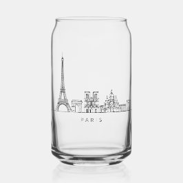 Minimalist Paris Skyline Line Art Dosenglas