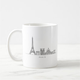Minimalist Paris Skyline Line Art Kaffeetasse