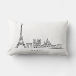 Minimalist Paris Skyline Line Art Lendenkissen