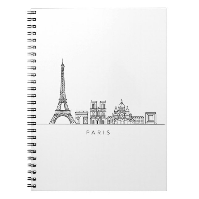 Minimalist Paris Skyline Line Art Notizblock (Vorderseite)