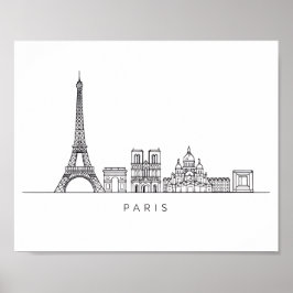 Minimalist Paris Skyline Line Art Poster