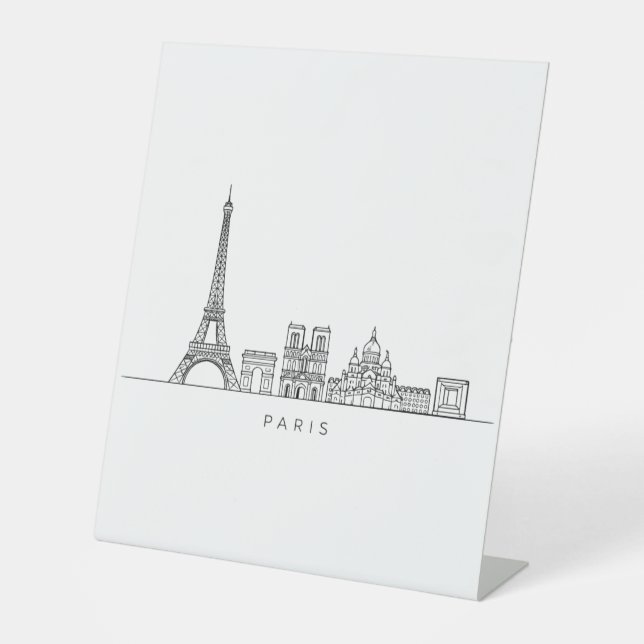 Minimalist Paris Skyline Line Art Sockelschild (Vorderseite)