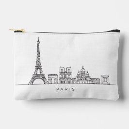 Minimalist Paris Skyline Line Art Zubehörtasche