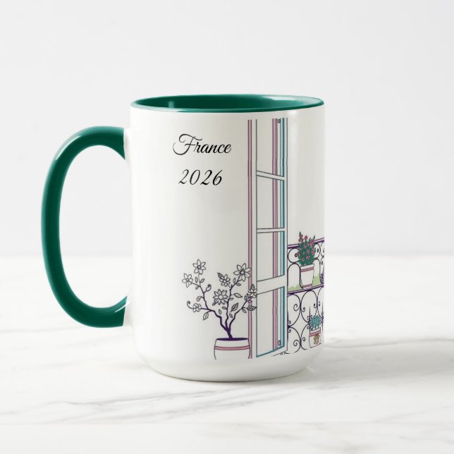 Minimalist Paris Window View Personalized Coffee Tasse (Links)