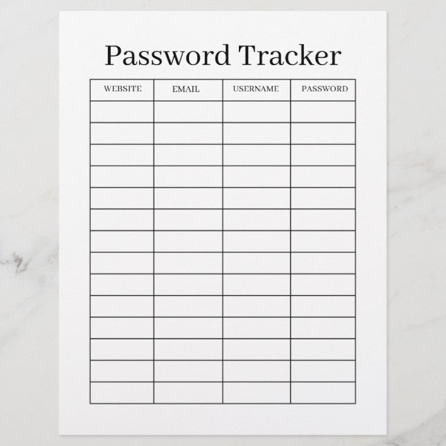 Minimalist Password Tracker  Flyer (Vorne)
