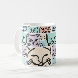 Minimalist Pastel Cat Faces Kaffeetasse
