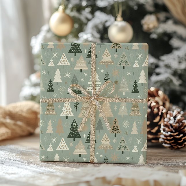 Minimalist Pastel Christmas Tree Holiday Geschenkpapier (Von Creator hochgeladen)