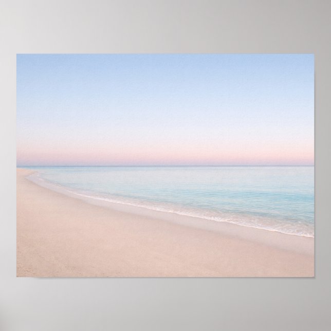 Minimalist Pastel Pink Beach Ocean Horizon Poster (Vorne)