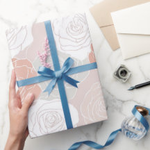 Minimalist Pastel Rose White Floral Pattern