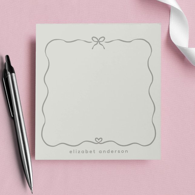 Minimalist Pastell Cute Schleife Monogramm Name  Notizblock (Von Creator hochgeladen)