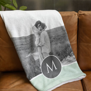 Minimalist Pastell-Mint Personalisierter Name & Fo Fleecedecke