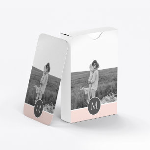 Minimalist Pastell Rosa Personalisierter Name & Fo Spielkarten