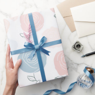 Minimalist Pastell-Rosa-Weiß-Blumenmuster Geschenkpapier