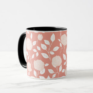 Minimalist Pastell-Rosa-Weiß-Blumenmuster Tasse