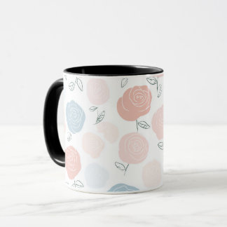 Minimalist Pastell-Rosa-Weiß-Blumenmuster Tasse