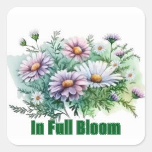 Minimalist Pastell Wasserfarben Blumenstrauß Perso Quadratischer Aufkleber