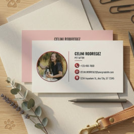 Minimalist Paw Print Pet Sitting Photo  Visitenkarte