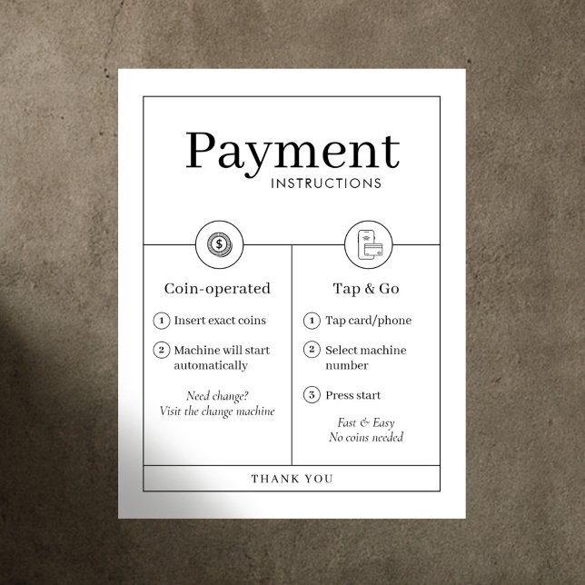 Minimalist Payment Instructions Poster Wall Sign (Von Creator hochgeladen)