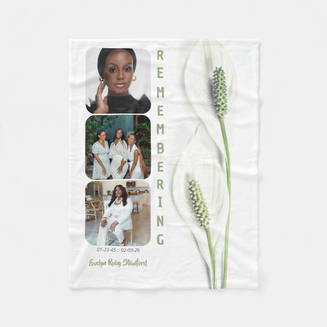 Minimalist Peace-Lilien-Gedenkstätte Fleecedecke (Vorderseite)