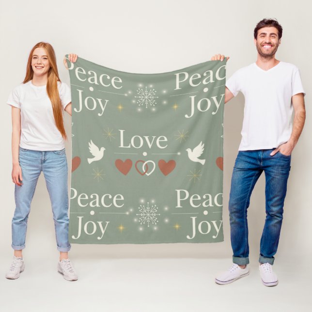 Minimalist Peace Love Joy Scandinavian Holiday Fleecedecke (Beispiel)