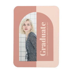 Minimalist Peach Pink Arch Foto Announ Graduation Magnet