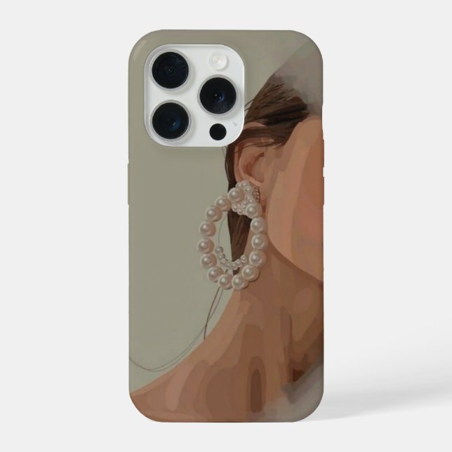 Minimalist Pearl Hoop Earring Art Phone Case  iPhone Hülle (Rückseite)