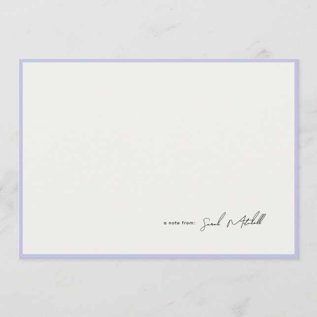 Minimalist Periwinkle Border Personalized Script Mitteilungskarte (Vorderseite)