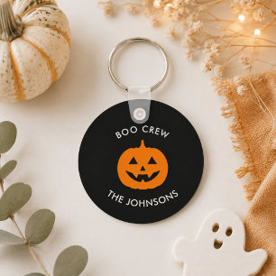 Minimalist Personalisiertes Boo Crew Halloween Schlüsselanhänger