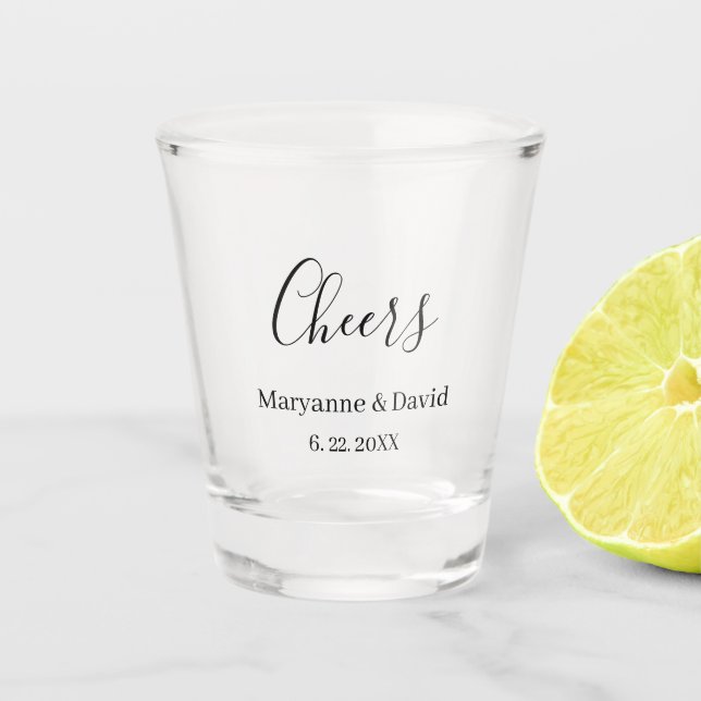 Minimalist Personalized Cheers  Wedding Schnapsglas (Vorderseite)