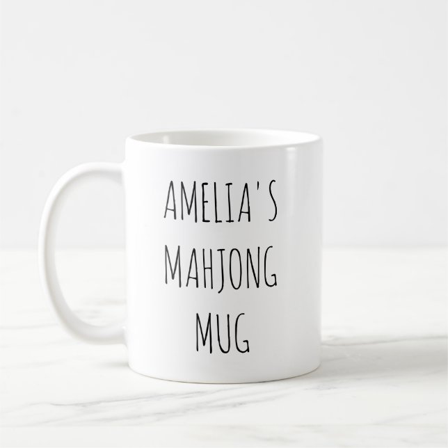 Minimalist Personalized Mahjong Name Design Simple Kaffeetasse (Links)