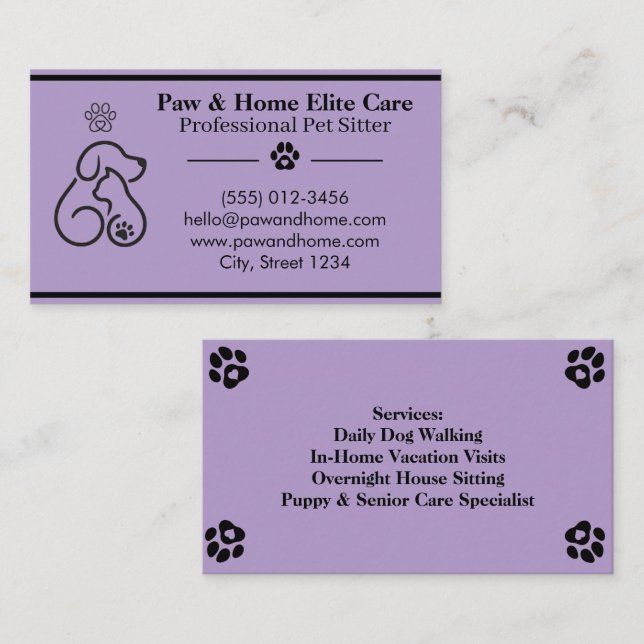 Minimalist Pet Sitter Business Card | Professional Visitenkarte (Vorne/Hinten)