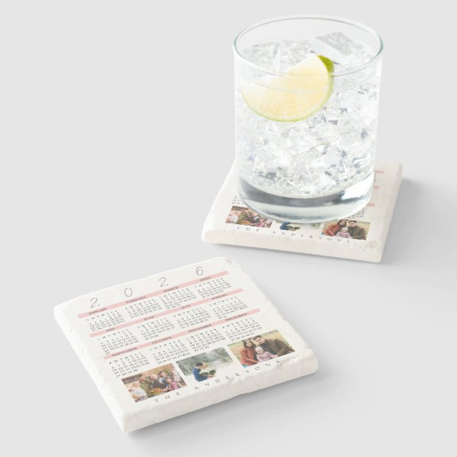 Minimalist Photo 2026 Yearly Calendar Keepsake Steinuntersetzer (Seitenansicht)