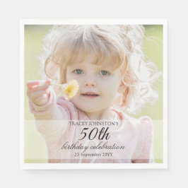 Minimalist Photo 50th Birthday Serviette